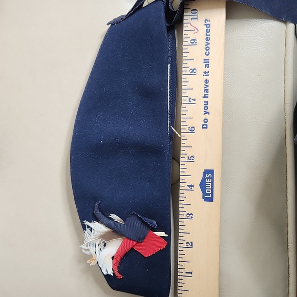 Vintage Midcentury 40s 50s navy blue felt tilt hat - Picture 6 of 8